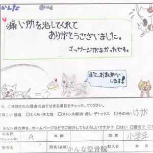 痛い所を治してくれて、ありがとうございました。 ビフォー